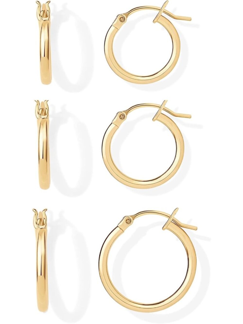 18K Gold Plated Small Hoop Earrings for Women, Stylish Piercing Jewelry Pack